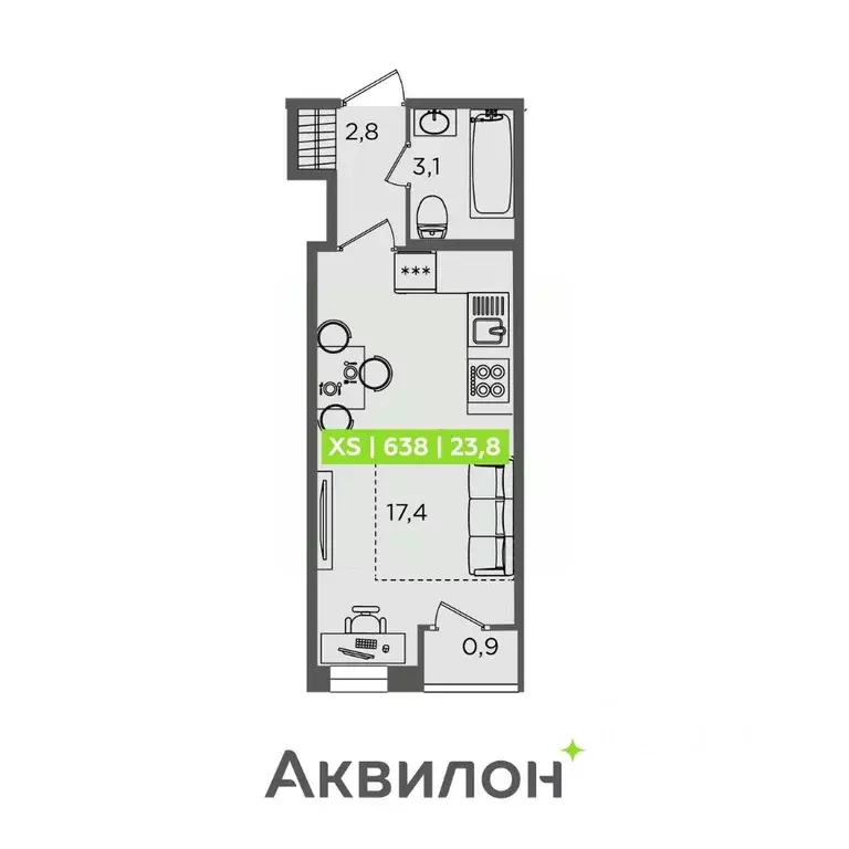 Студия Санкт-Петербург Планерная ул., 87к1 (23.8 м) - Фото 0