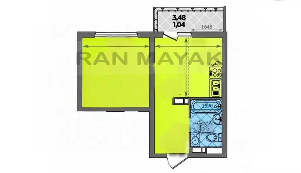 1-к кв. Адыгея, Майкоп ул. Вадима Лемеша, 3 (29.9 м) - Фото 2