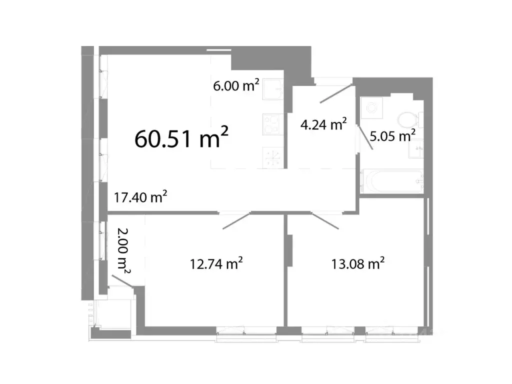 3-к кв. Челябинская область, Челябинск ул. Худякова, 18/4 (60.51 м) - Фото 0