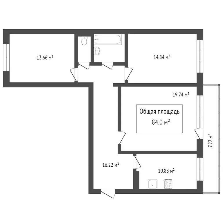 3-комнатная квартира: Томск, Нефтяная улица, 11 (64 м) - Фото 1