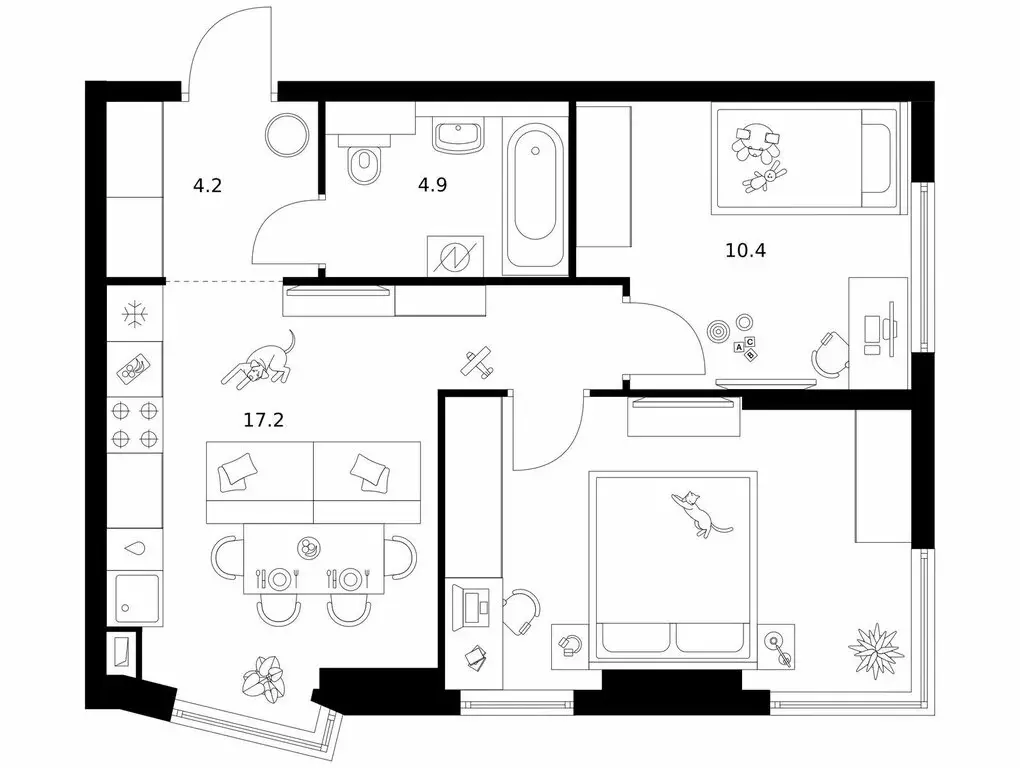 2-комнатная квартира: Москва, ЖК Кронштадтский 9, 11.3 (51.9 м) - Фото 1