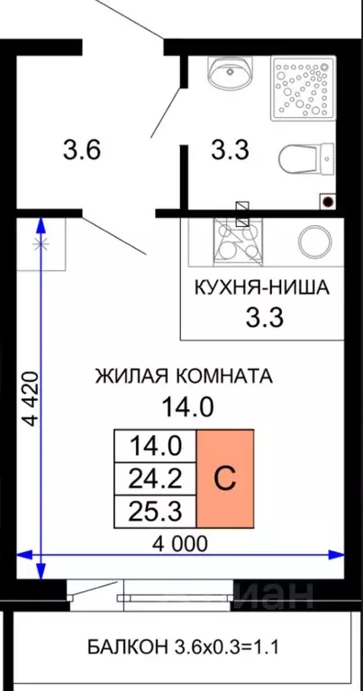 Студия Краснодарский край, Краснодар ул. Летчика Позднякова, 2к17 ... - Фото 0
