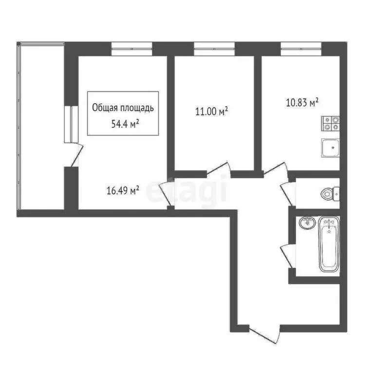 2-комнатная квартира: Новосибирск, Выборная улица, 135 (54.4 м) - Фото 0