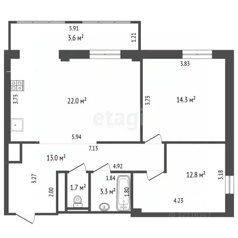 3-к кв. Татарстан, Набережные Челны Автозаводский просп., 59А (67.1 м) - Фото 1