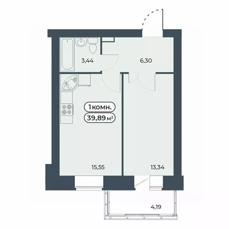 1-к кв. Красноярский край, Красноярск ул. Светлова, 25/1 (39.89 м) - Фото 1