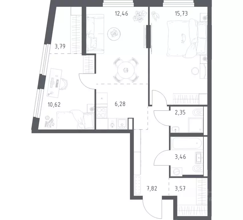 2-к кв. Башкортостан, Уфа ул. Минигали Губайдуллина, 8к9 (66.08 м) - Фото 1