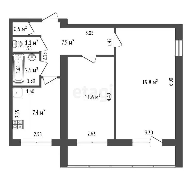 2-комнатная квартира: Прохладный, улица Ленина, 85 (50.5 м) - Фото 0