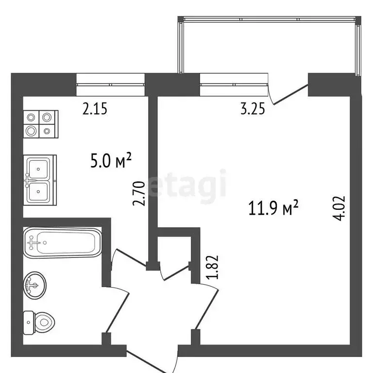 1-комнатная квартира: Симферополь, Русская улица, 38А (22 м) - Фото 1