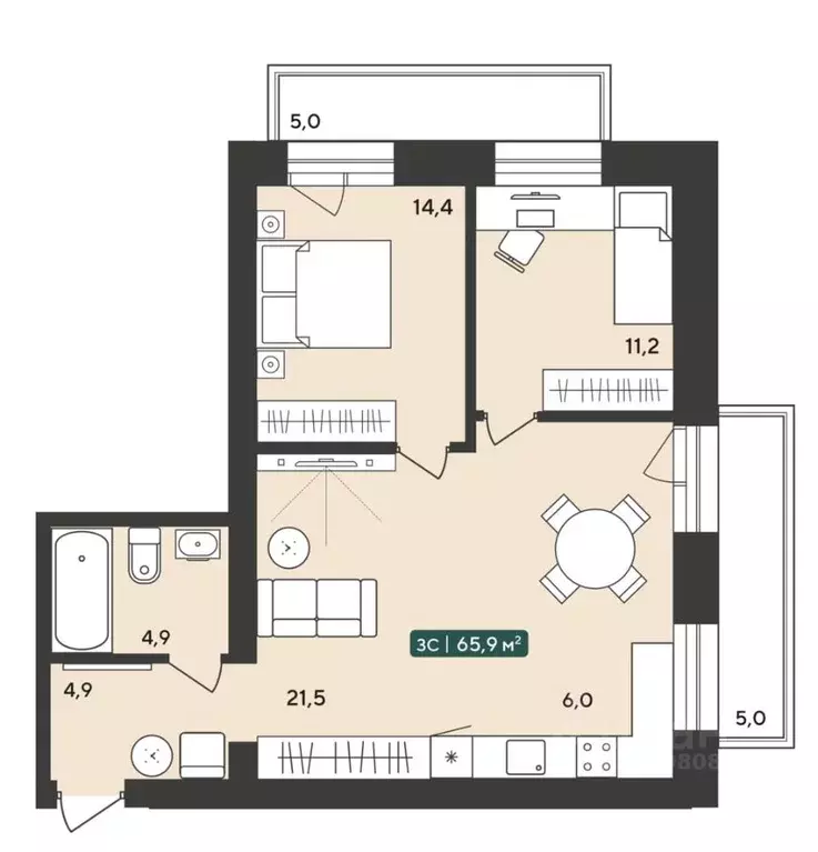 3-к кв. Новосибирская область, Мошковский район, пос. Октябрьский ... - Фото 1