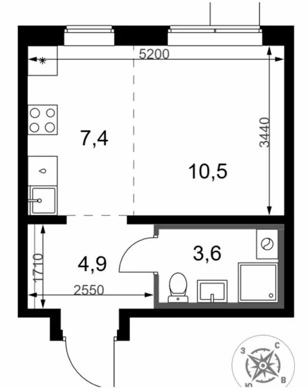 Квартира-студия: Ленинский городской округ, ЖК Первый Южный, к2 (26.4 ... - Фото 1