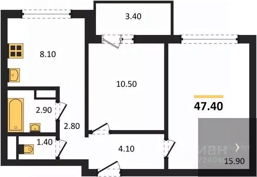 2-к кв. Воронежская область, Воронеж ул. Шибилкина, 9 (47.4 м) - Фото 1