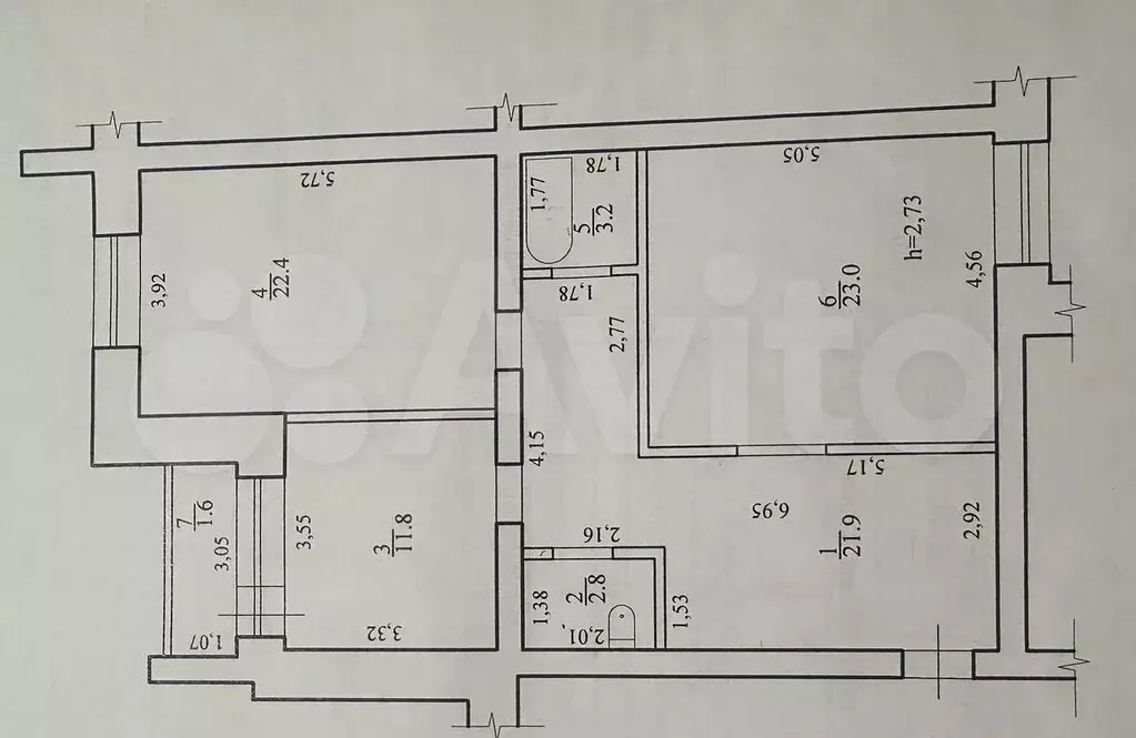 3-к. квартира, 85,1 м, 5/5 эт. - Фото 0
