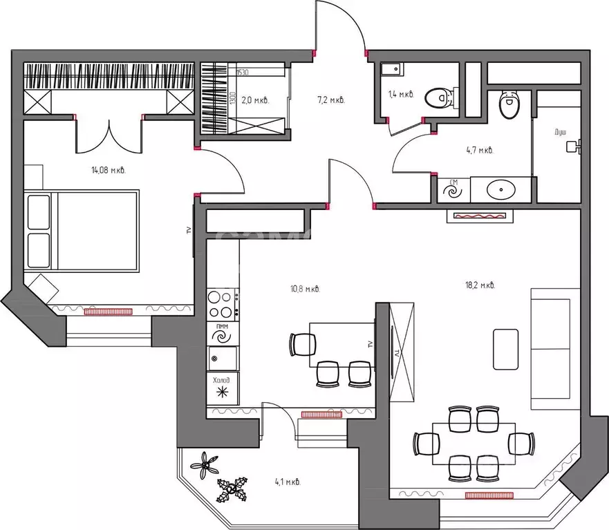 2-к кв. Москва 6-я Радиальная ул., 3к4 (60.4 м) - Фото 2