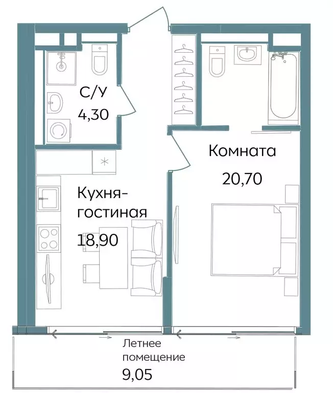 2-комнатная квартира: Республика Крым, Саки, курортный кластер Темпо ... - Фото 0