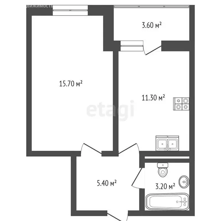 1-комнатная квартира: Тюмень, улица Рационализаторов, 22/1 (45.6 м) - Фото 1