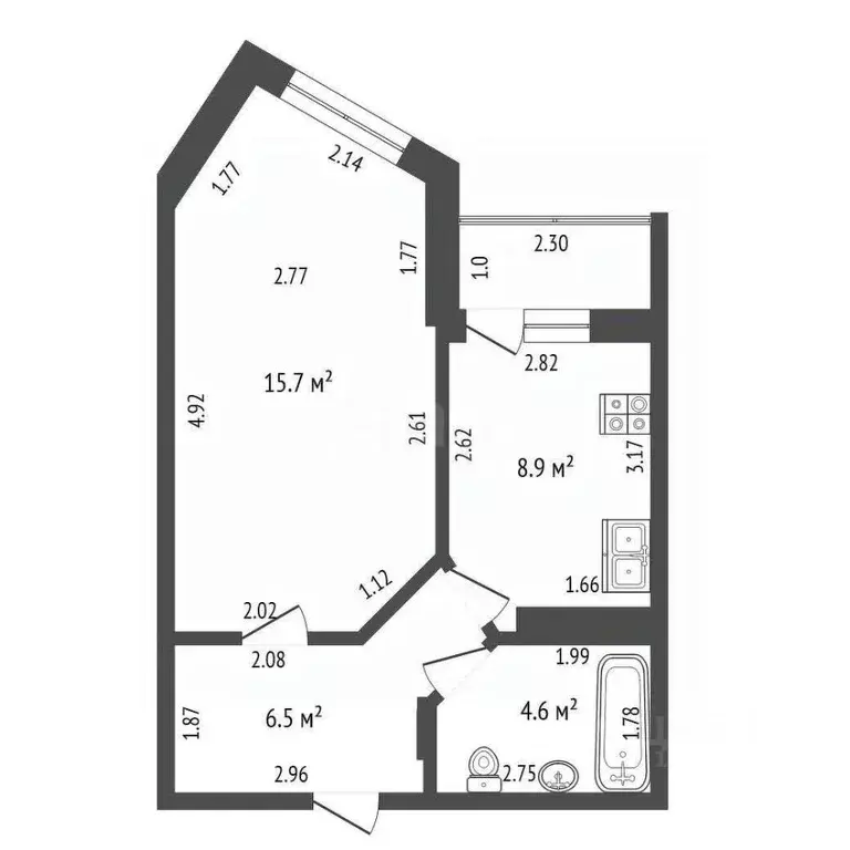 1-к кв. Саха (Якутия), Якутск Якутская ул., 43 (35.7 м) - Фото 2