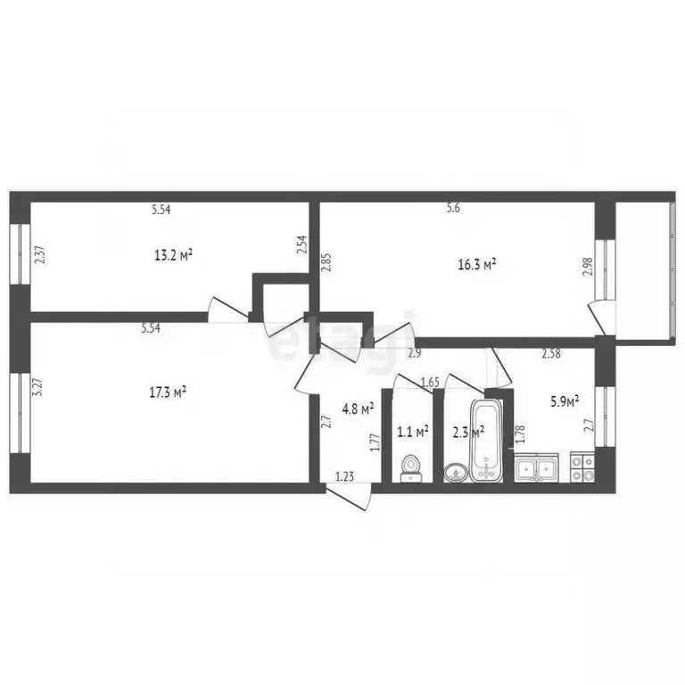 3-к кв. Крым, Феодосия ул. Дружбы, 18 (61.5 м) - Фото 2