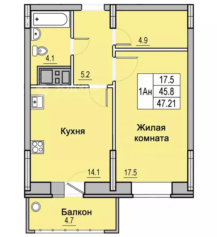 1-к кв. Чувашия, Чебоксары Водопроводная ул., 10к2 (52.0 м) - Фото 1