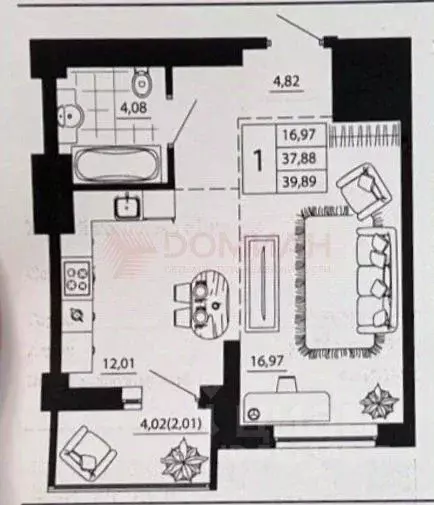 1-к кв. Ростовская область, Ростов-на-Дону, Нахичевань ул. 26-я Линия, ... - Фото 2