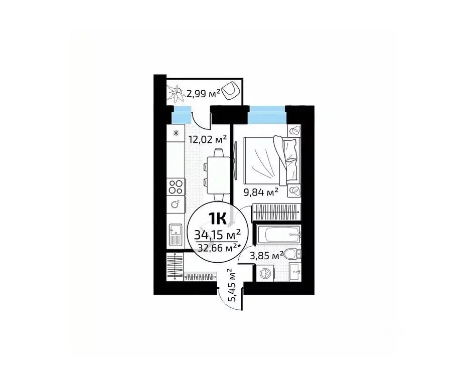 1-к кв. Самарская область, Самара пос. Мехзавод, 1-й кв-л, 50 (34.15 ... - Фото 1