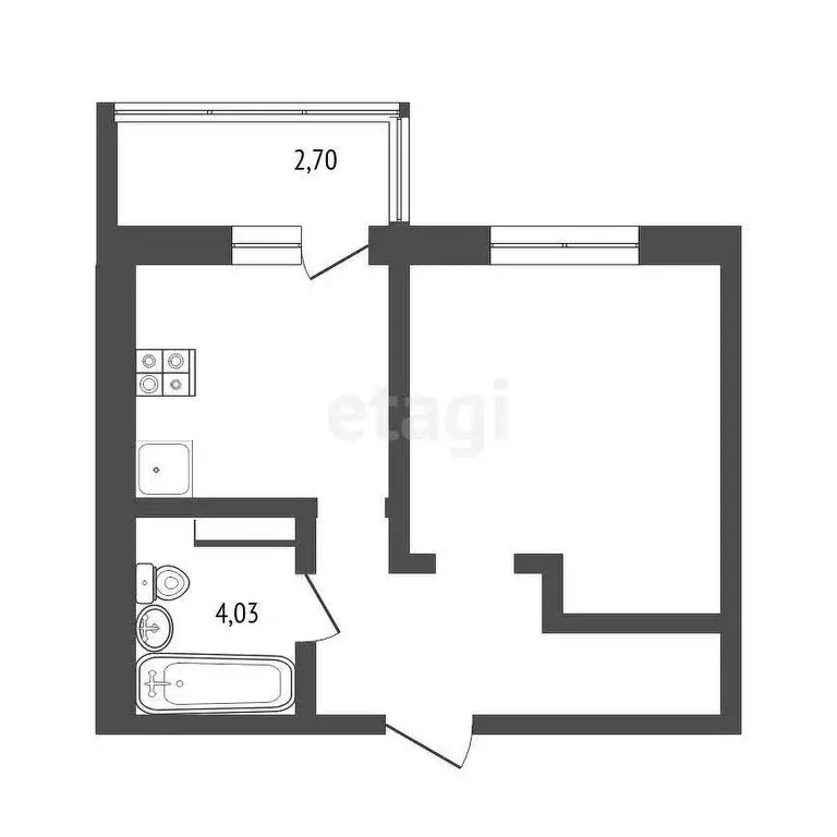 1-комнатная квартира: Ульяновск, ул. Ульяны Громовой, 10 (30.3 м) - Фото 0