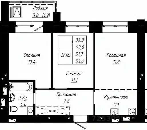3-к кв. Алтайский край, Барнаул ул. Чернышевского, 189к1 (51.7 м) - Фото 0