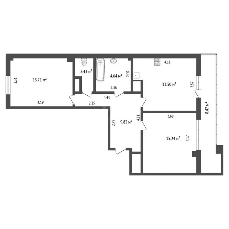 2-комнатная квартира: Тюмень, улица Николая Никитина, 6 (59.5 м) - Фото 1