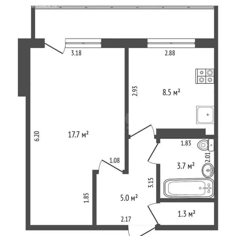 1-комнатная квартира: Стерлитамак, улица 7 Ноября, 101 (37.6 м) - Фото 1