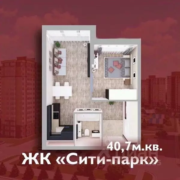 1-к кв. Кемеровская область, Кемерово 72А мкр, Сити парк жилой ... - Фото 1