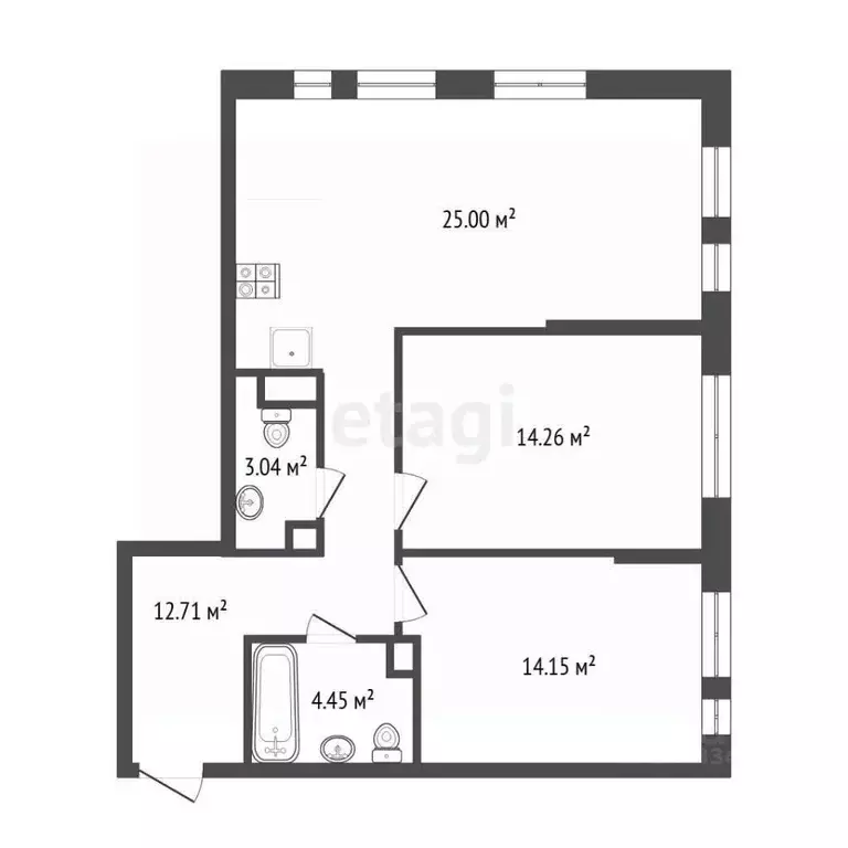 2-к кв. Тюменская область, Тюмень ул. Тимофея Чаркова, 91 (73.8 м) - Фото 2