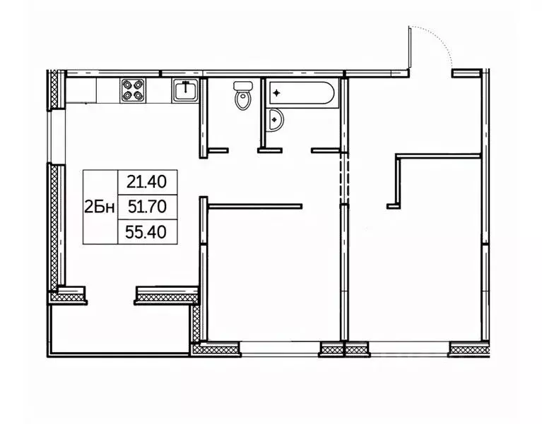 2-к кв. Чувашия, Чебоксары ул. П.В. Дементьева, поз1 (55.4 м) - Фото 1