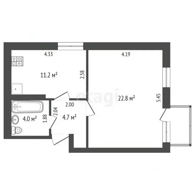 1-к кв. Ямало-Ненецкий АО, Новый Уренгой Комсомольская ул., 8А (42.9 ... - Фото 2