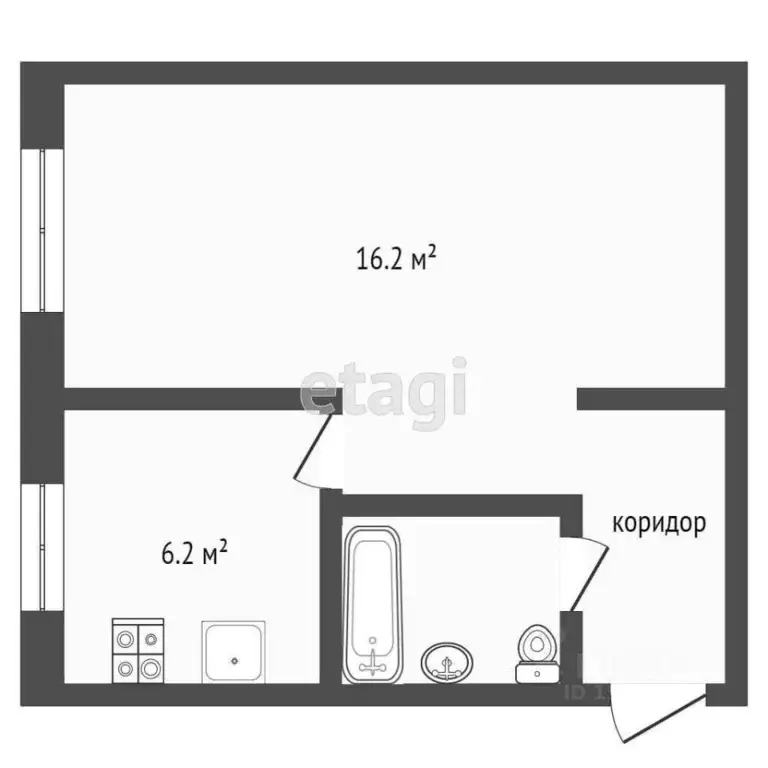 1-к кв. Самарская область, Самара ул. Гагарина, 79 (28.0 м) - Фото 1