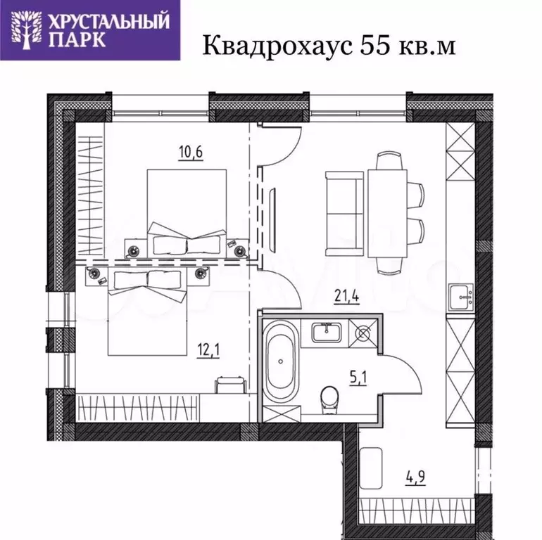 2-к. квартира, 57 м, 2/2 эт. - Фото 0