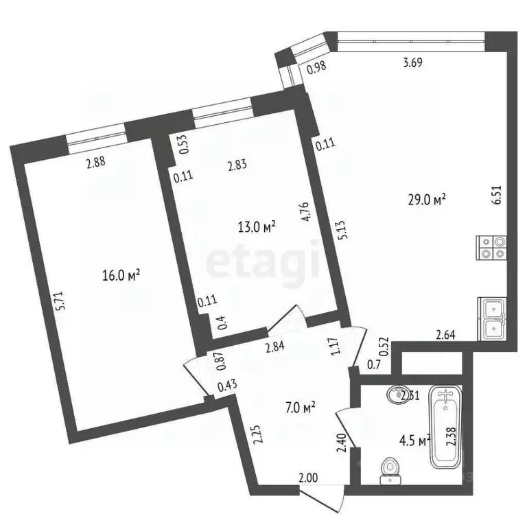 2-к кв. Краснодарский край, Геленджик Курортная ул., 14Бк3 (69.3 м) - Фото 0