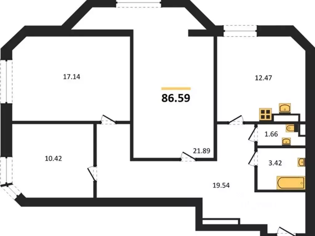 3-к кв. Самарская область, Самара ул. Санфировой, 101 (86.0 м) - Фото 2