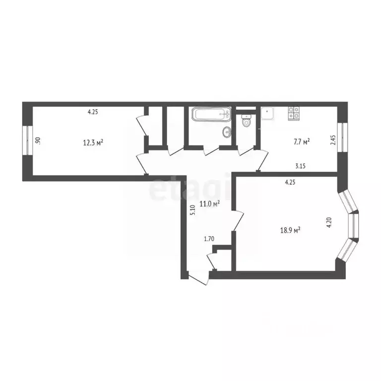 2-к кв. Ямало-Ненецкий АО, Новый Уренгой Надымская ул., 7 (56.6 м) - Фото 2