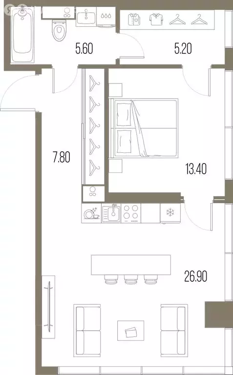 1-комнатная квартира: Москва, Ленинградское шоссе, 57с5 (58.9 м) - Фото 0