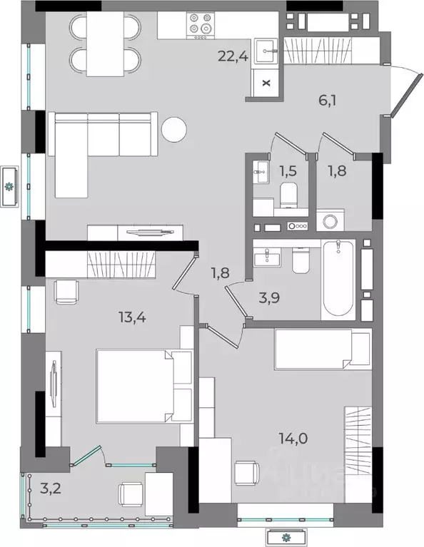 2-к кв. Удмуртия, Ижевск Северо-Западный жилрайон, 2-й мкр, Новый ... - Фото 1