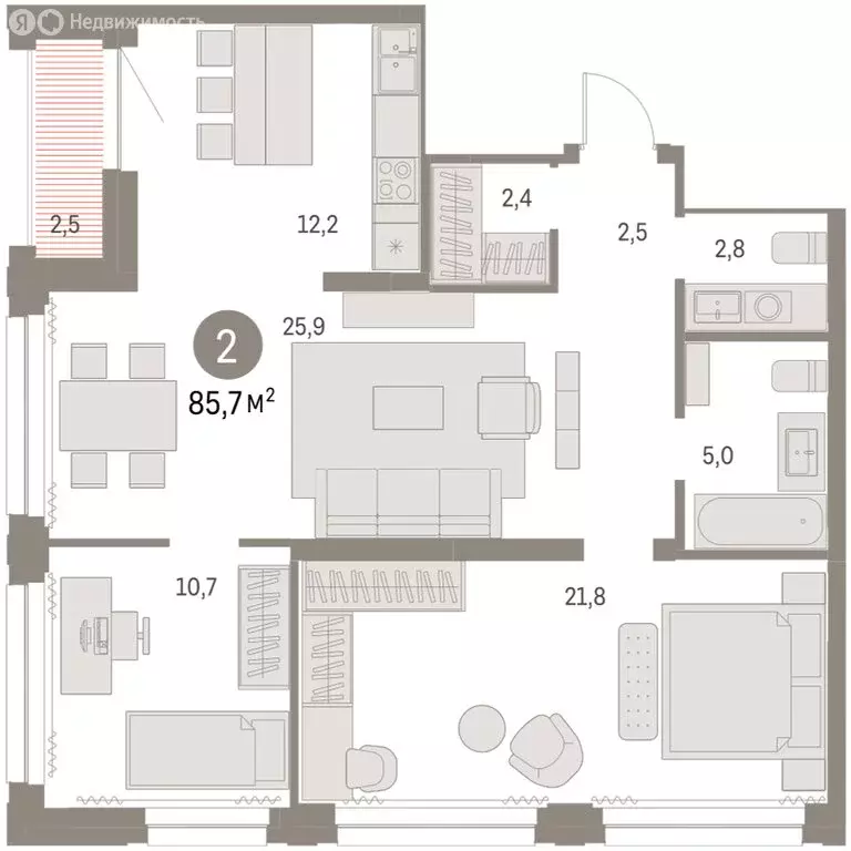 2-комнатная квартира: Новосибирск, жилой комплекс Мылзавод (85.45 м) - Фото 1