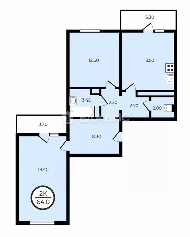 2-к кв. Воронежская область, Воронеж Жемчужная ул., 6Б (64.0 м) - Фото 1