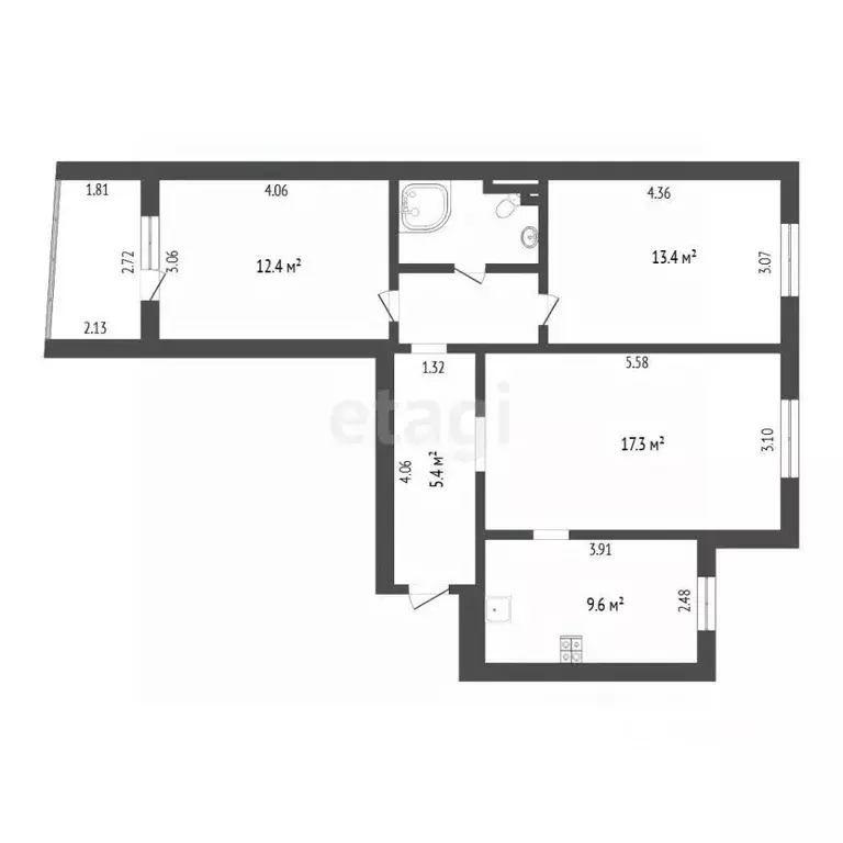 3-к кв. Тюменская область, Тюмень Одесская ул., 44 (67.0 м) - Фото 2
