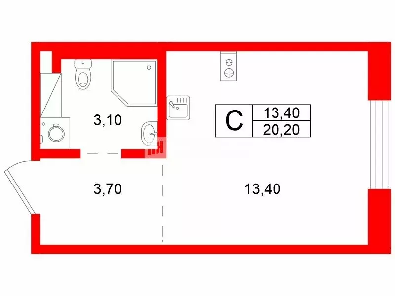 Квартира-студия: Санкт-Петербург, Волхонское шоссе, 5к3 (20.2 м) - Фото 1