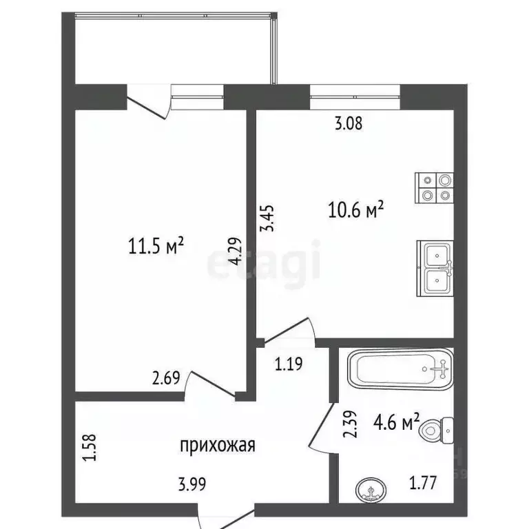 1-к кв. Саха (Якутия), Якутск ул. Три Сосны, 13 (33.5 м) - Фото 1