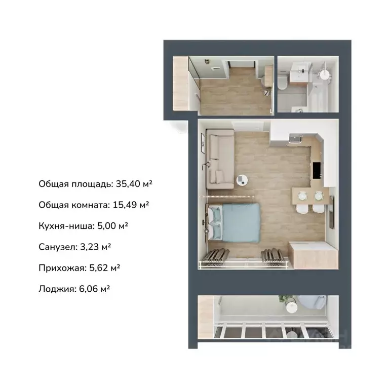 1-к кв. Марий Эл, Медведево городское поселение, Медведево пгт ул. ... - Фото 1