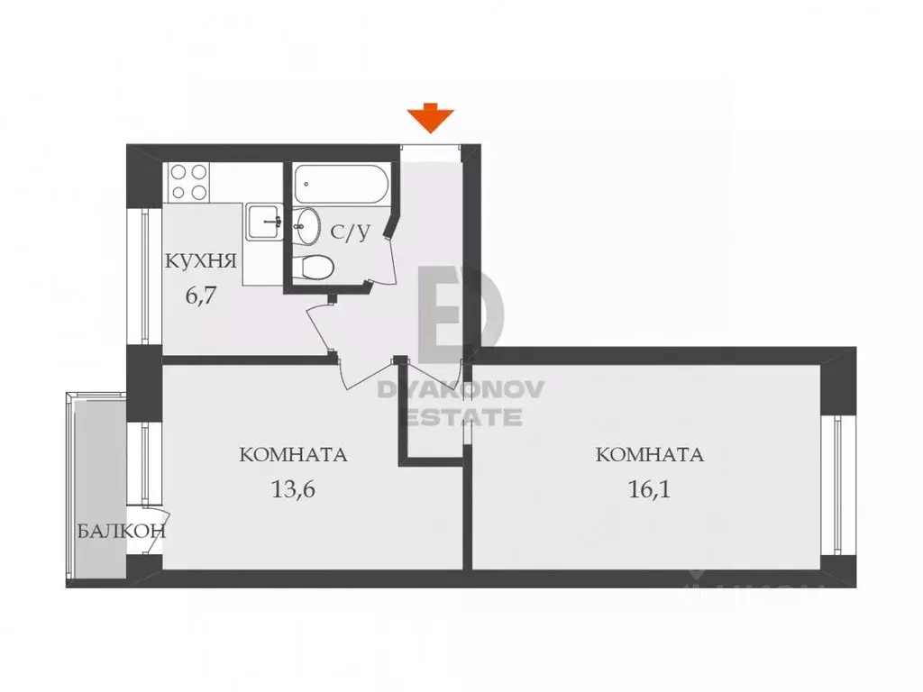 2-к кв. Санкт-Петербург просп. Славы, 10К3 (44.1 м) - Фото 1