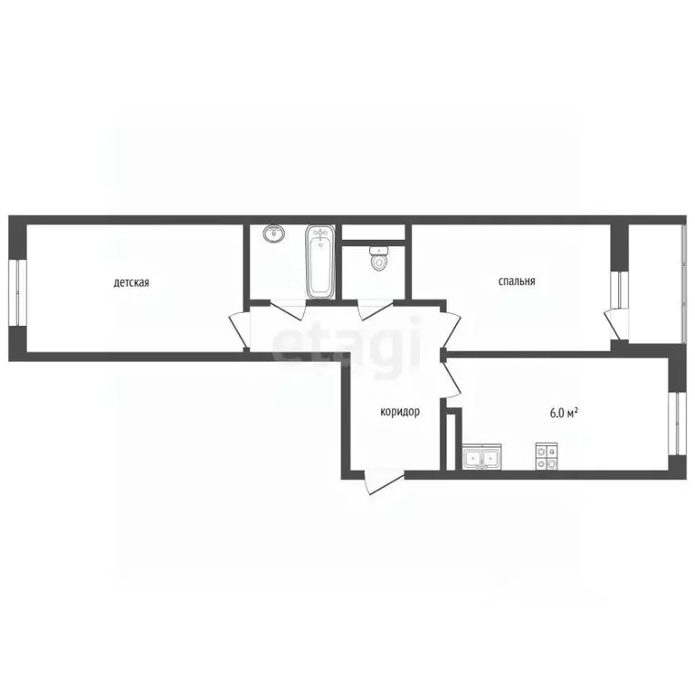 2-к кв. Калининградская область, Калининград ул. Багратиона, 7 (49.9 ... - Фото 2