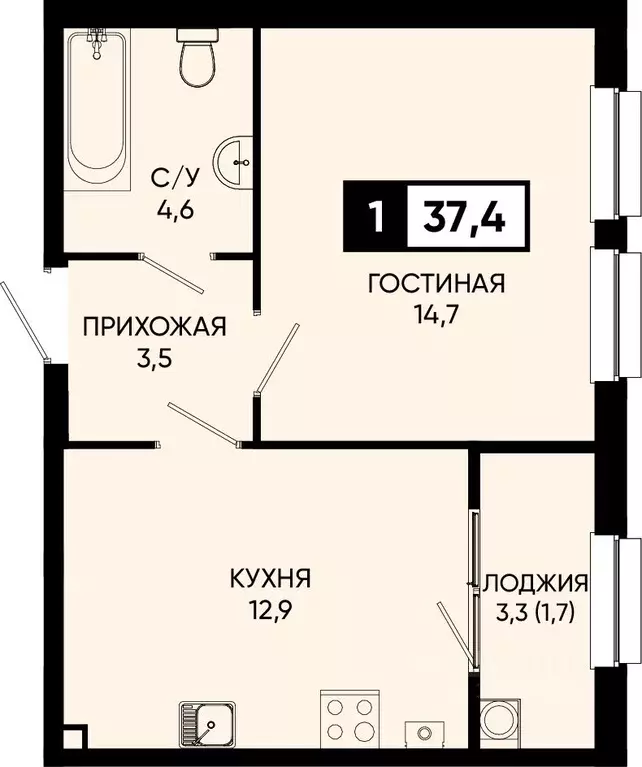 1-к кв. Ставропольский край, Кисловодск городской округ, пос. ... - Фото 0