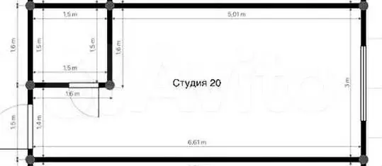 Апартаменты-студия, 19,7 м, 4/4 эт. - Фото 0