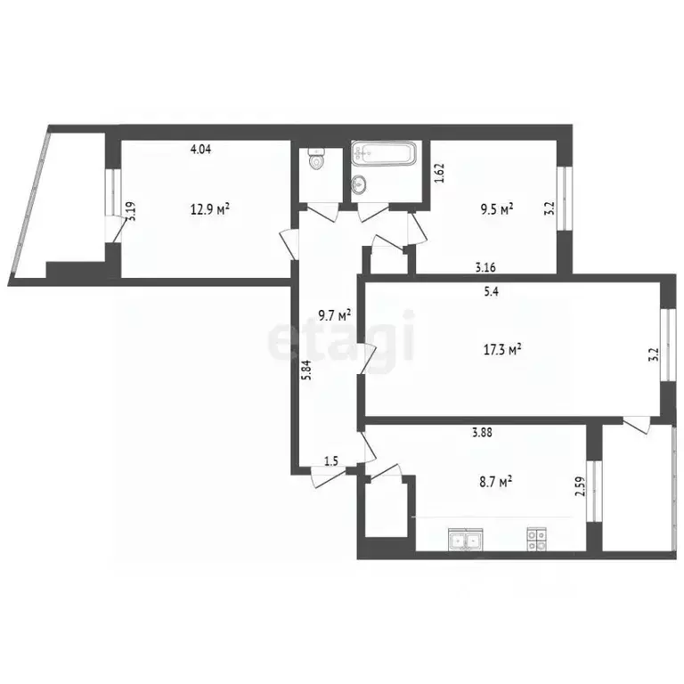 3-к кв. Крым, Симферополь ул. Маршала Жукова (63.0 м) - Фото 2